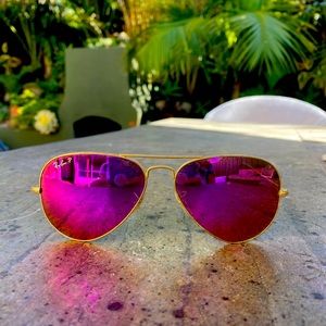 Polarized Pink Mirror RayBans size 55mm